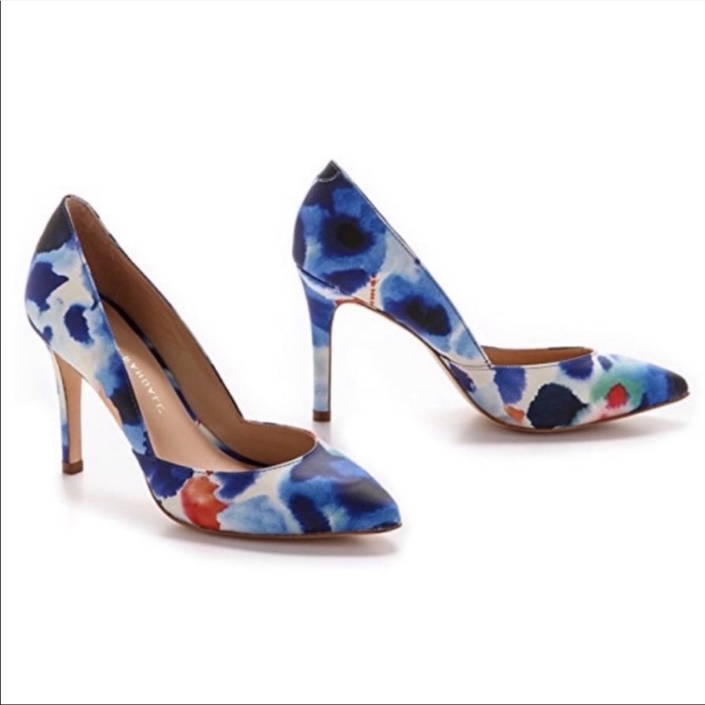 Loeffler Randall Blue and White Heels with Artistic Design
